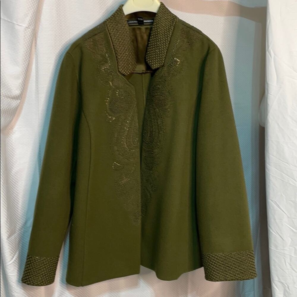 Ellen Tracy 20 olive wool bejeweled jacket nwot